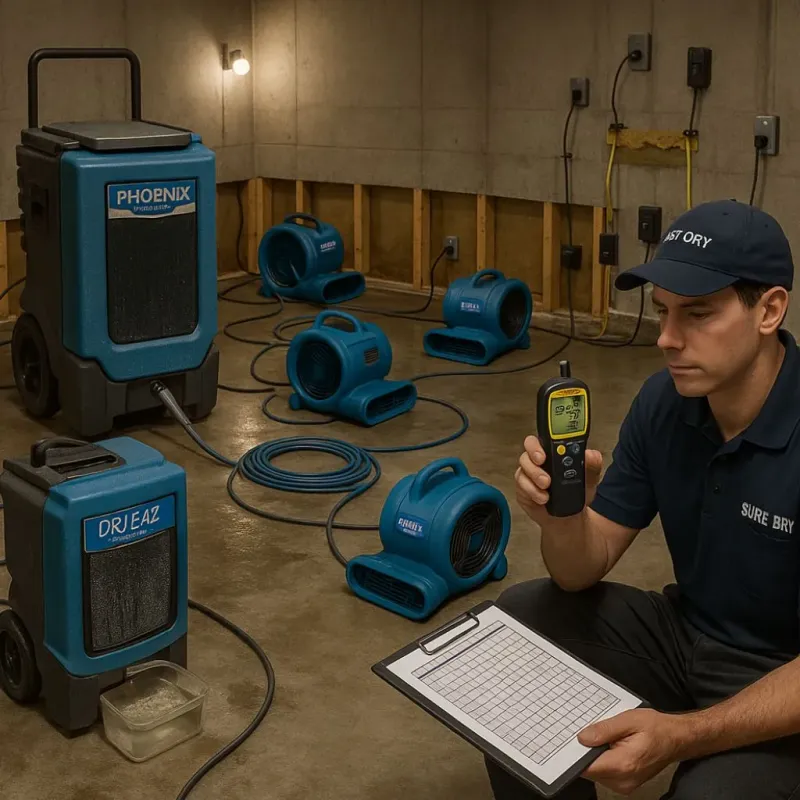 Structural Drying and Dehumidification process in Meridian, CO